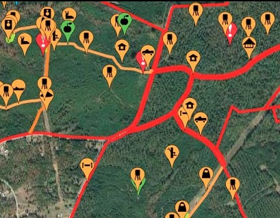 map with boundaries and points